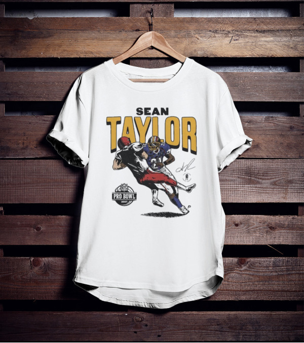 Sean Taylor NFL Pro Bowl 2007 Caricature Signature Washington Commanders T-Shirt