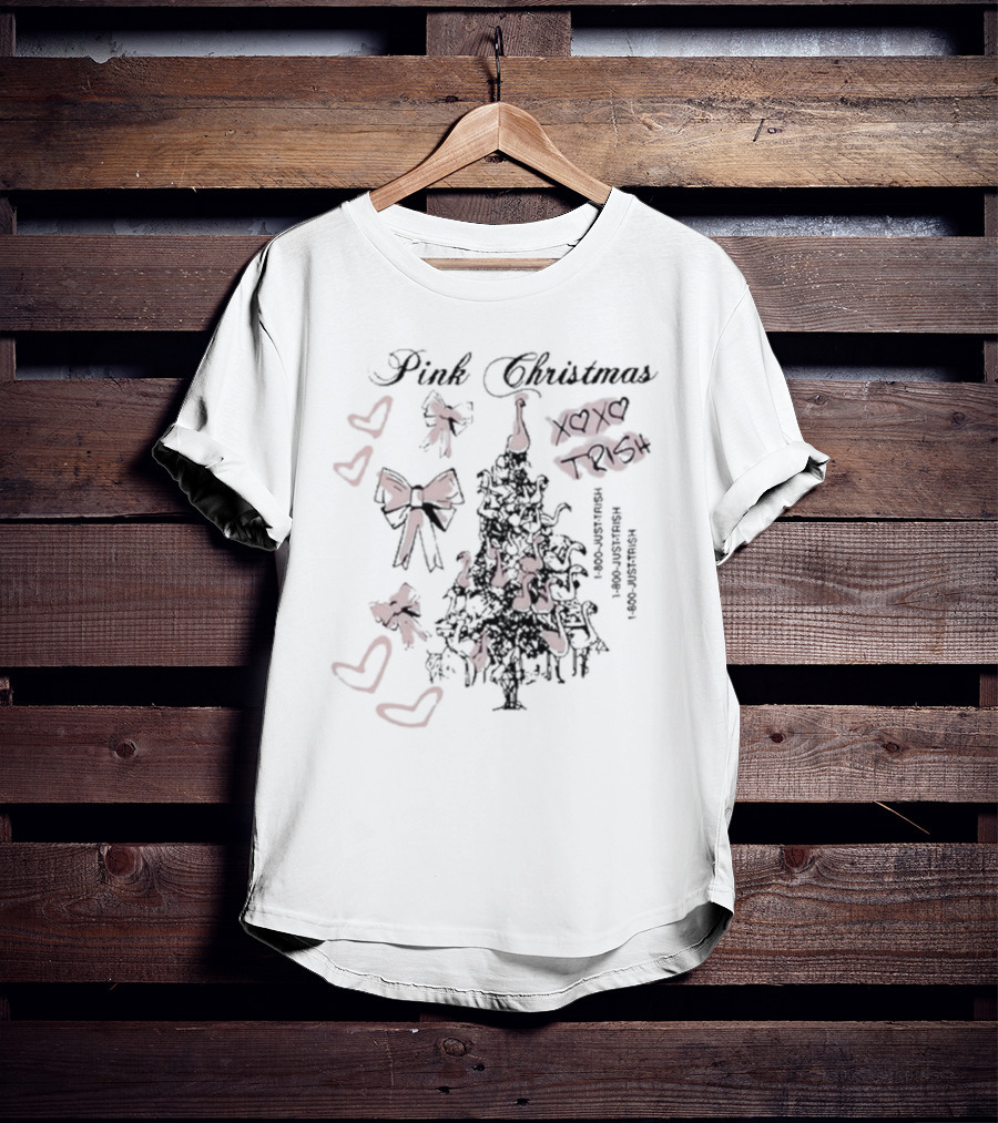 Pink Christmas Xoxo Trish Bows Hearts Just Trish 1-800-Justtrish 1-800-Justtrish T-Shirt