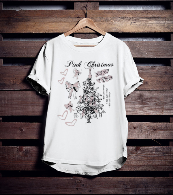 Pink Christmas Xoxo Trish Bows Hearts Just Trish 1-800-Justtrish 1-800-Justtrish T-Shirt