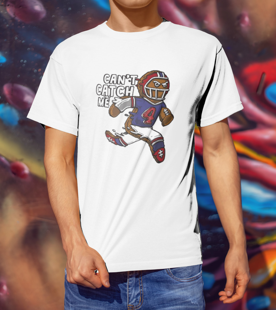 Buffalo Bills Can't Catch Me Gingerbread Christmas Football Player T-Shirt