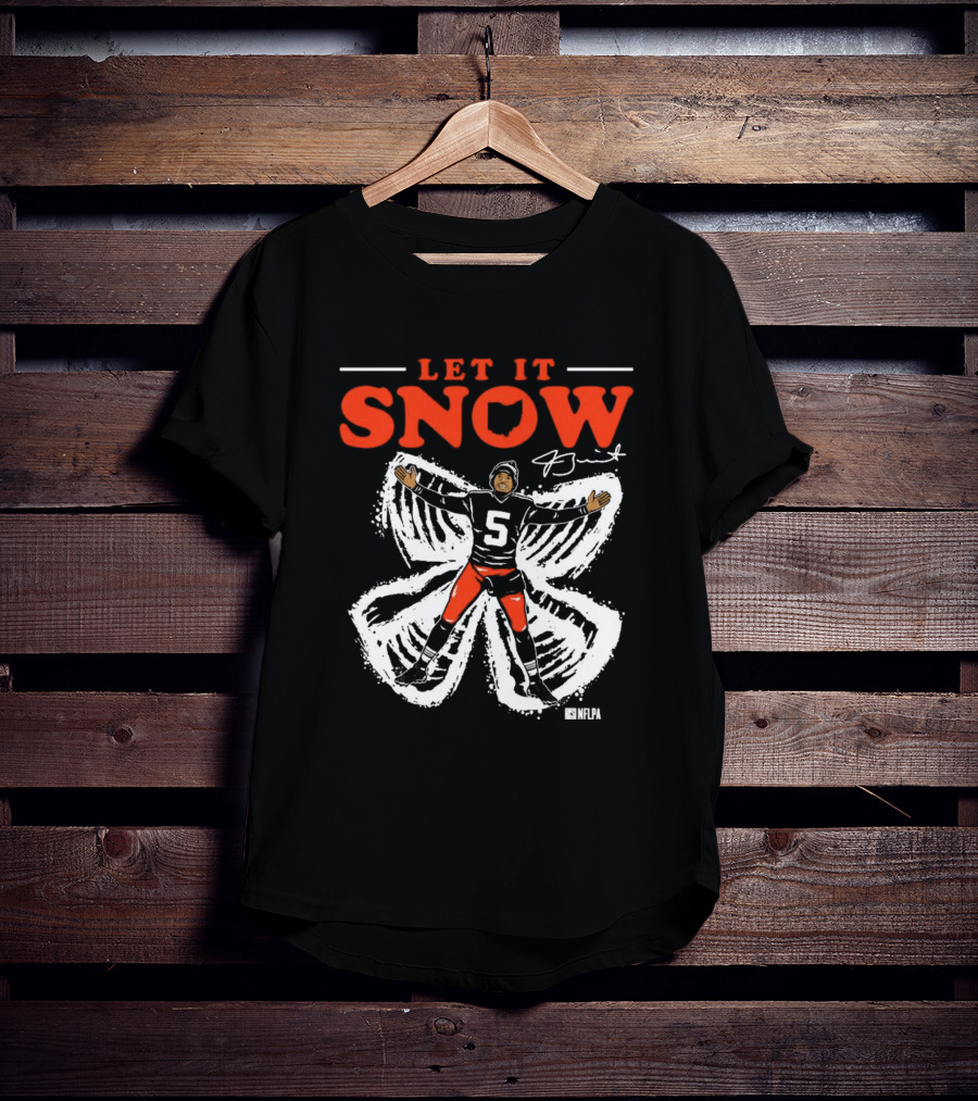 Let It Snow NFLPA Signature Snow Angel Number 5 T-Shirt