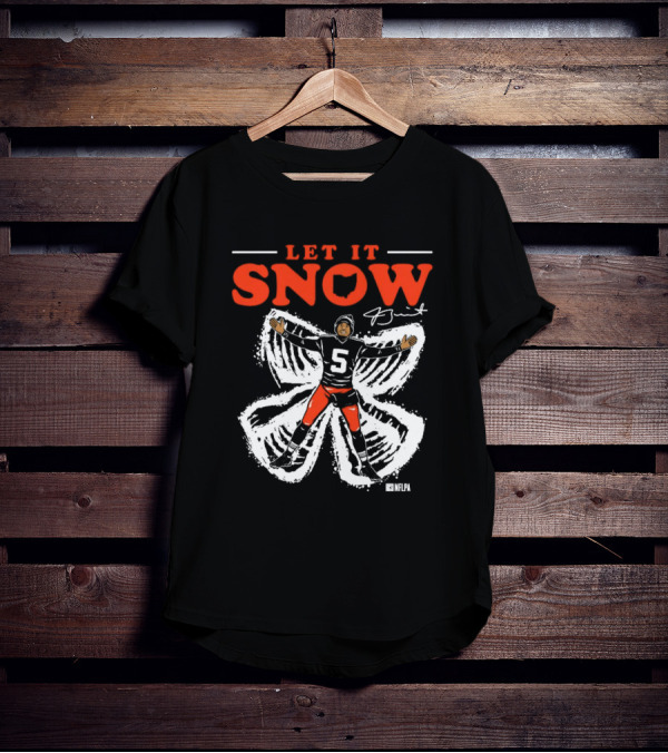 Let It Snow NFLPA Signature Snow Angel Number 5 T-Shirt