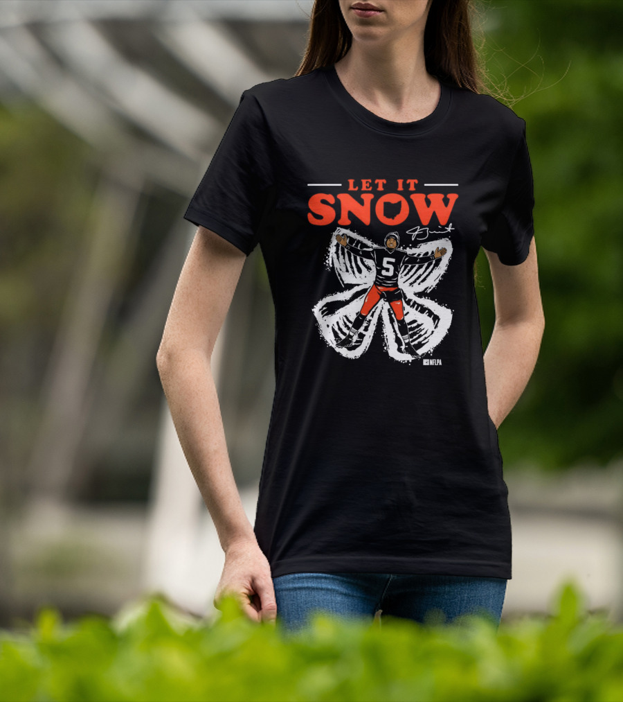 Let It Snow NFLPA Signature Snow Angel Number 5 T-Shirt
