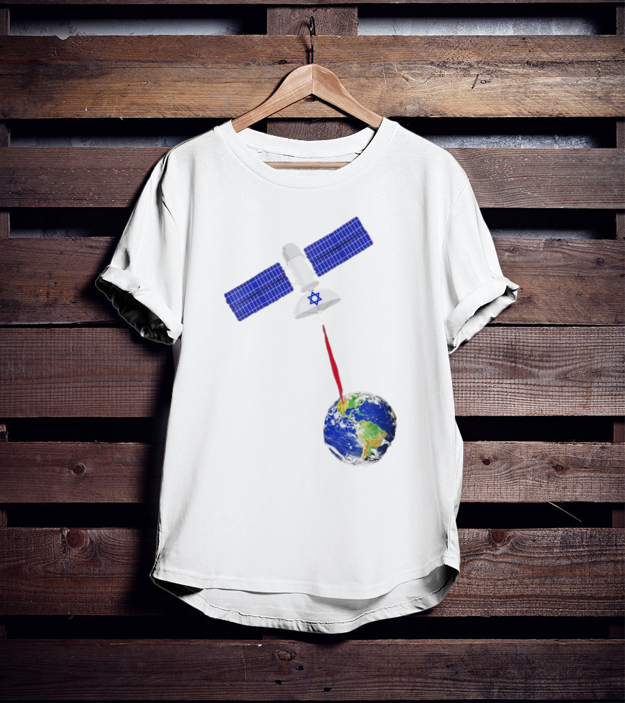 Jewish Space Laser Satellite Targeting Earth With Star Of David T-Shirt