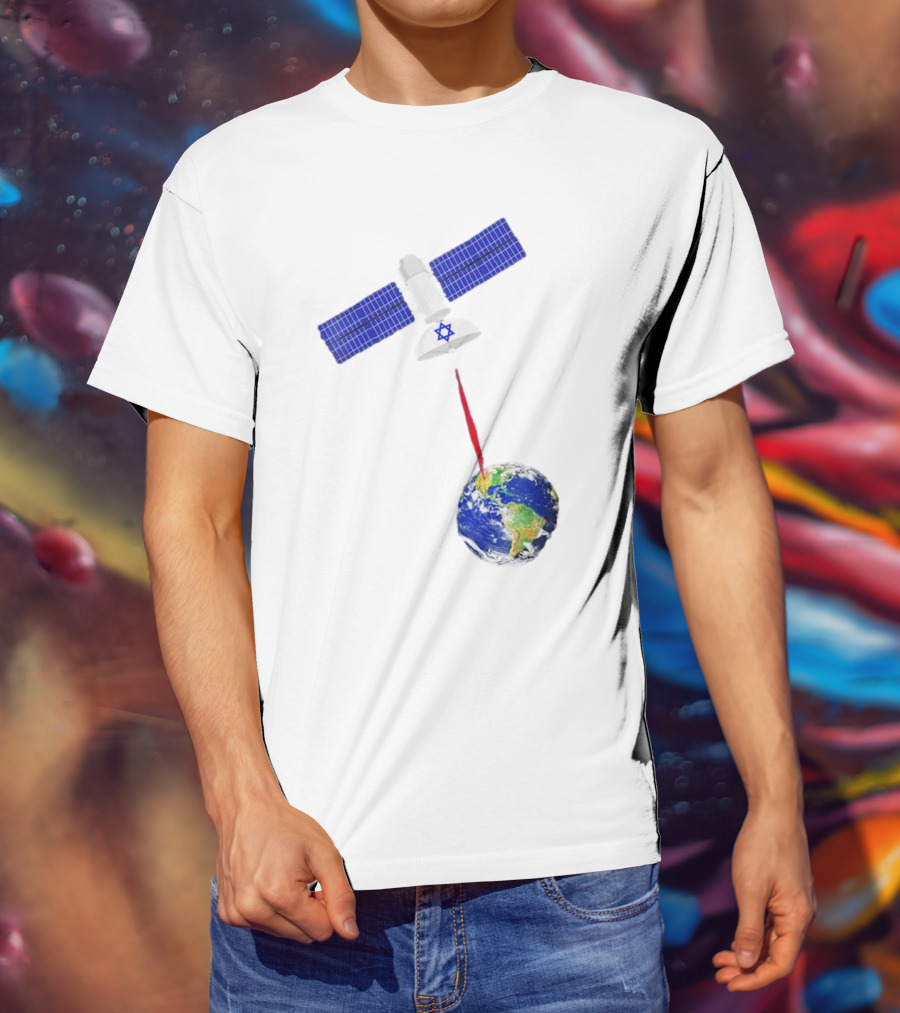 Jewish Space Laser Satellite Targeting Earth With Star Of David T-Shirt