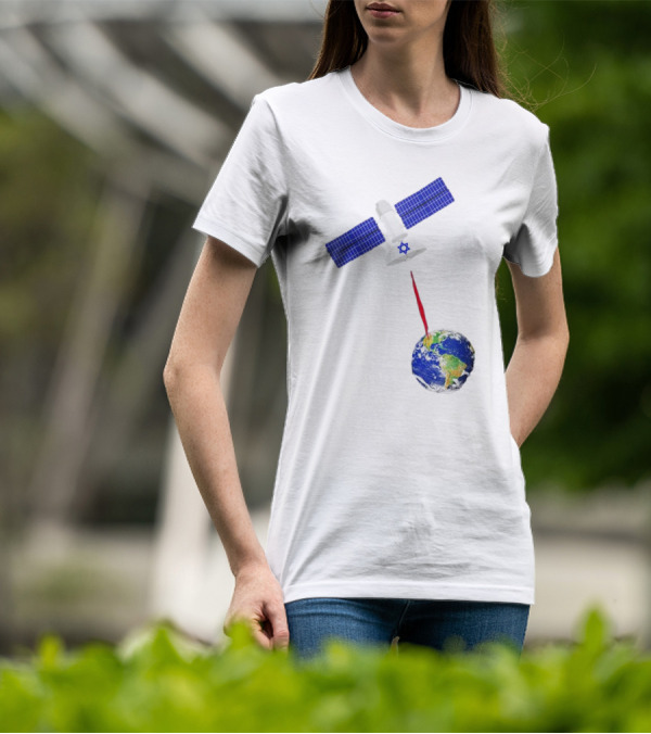 Jewish Space Laser Satellite Targeting Earth With Star Of David T-Shirt
