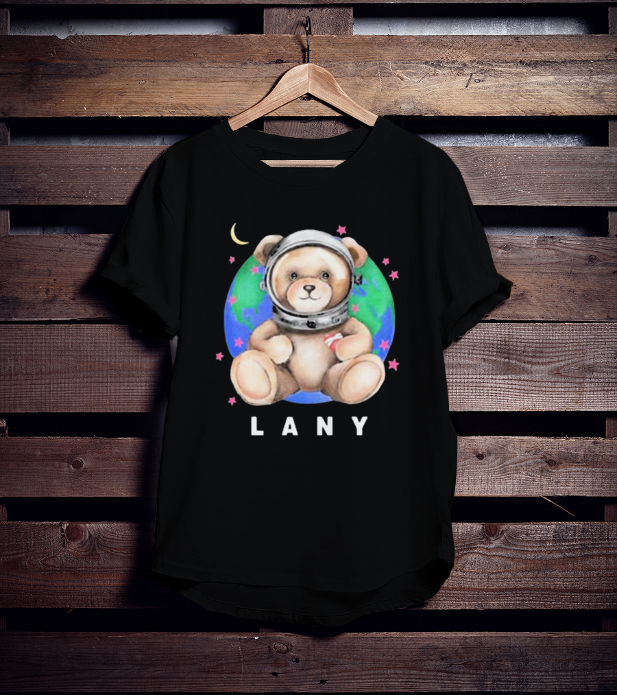Lany Astro Bear Space Helmet Earth Moon Stars T-Shirt