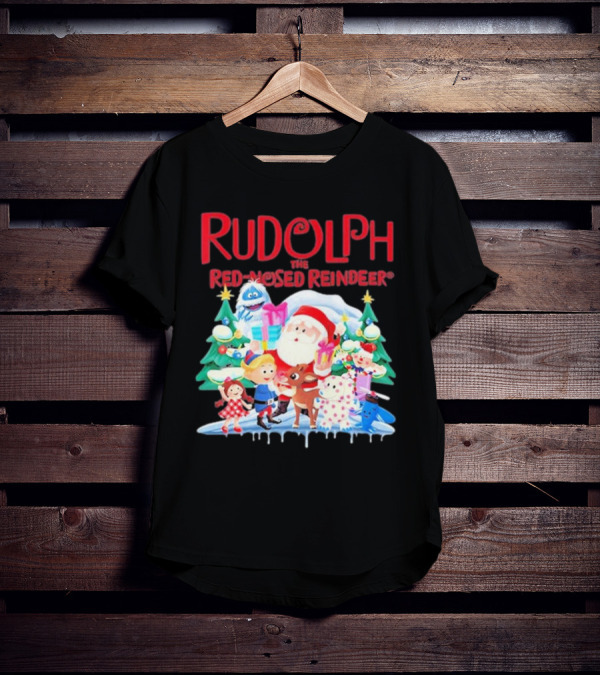 Rudolph The Red-Nosed Reindeer Christmas Santa And Friends Scene T-Shirt