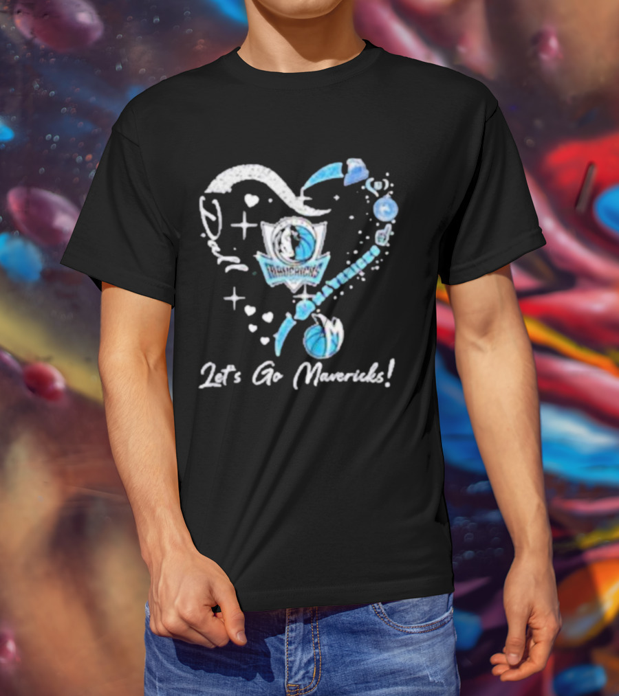 Dallas Mavericks Heart Diamond Let's Go Mavericks T-Shirt