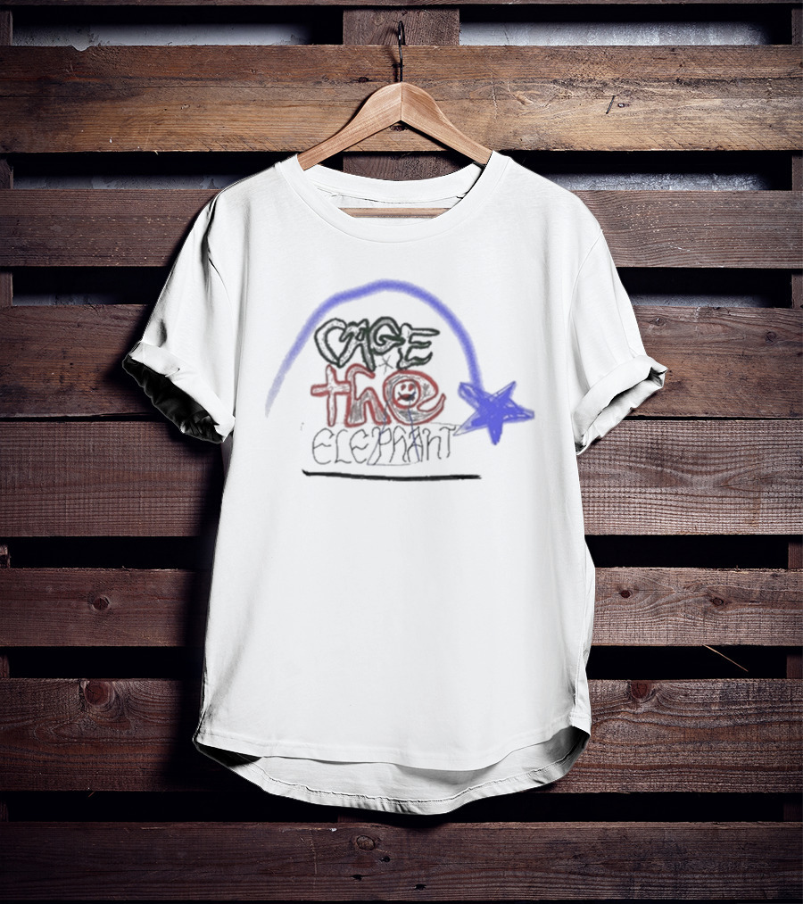 Cage The Elephant Doodle Star Blue Arch Smiley Face T-Shirt