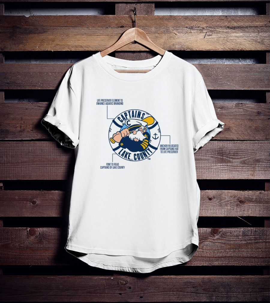 Captains Lake County Life Preserver Element Font Enhanced Aquatic Branding T-Shirt