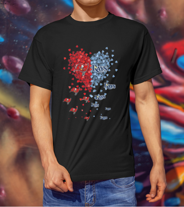 Heart Of Tampa Bay Buccaneers And Rays Fan Spirit T-Shirt