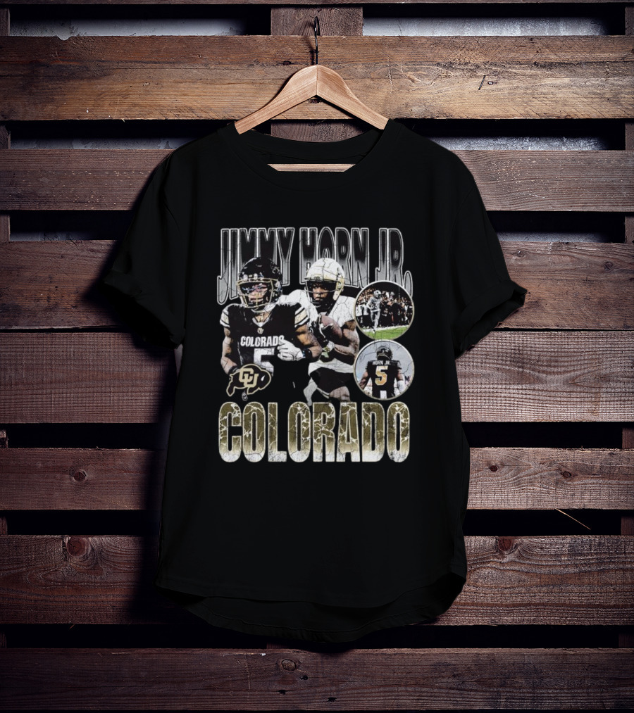 Jimmy Horn Jr. Colorado Buffaloes Football 90s Style With Team Action Shots T-Shirt