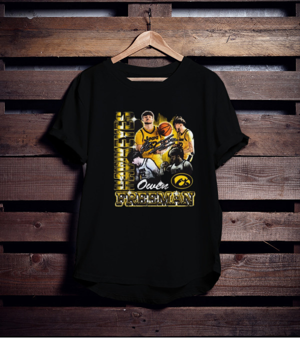 Owen Freeman Iowa Hawkeyes Basketball Retro Signature 90s T-Shirt