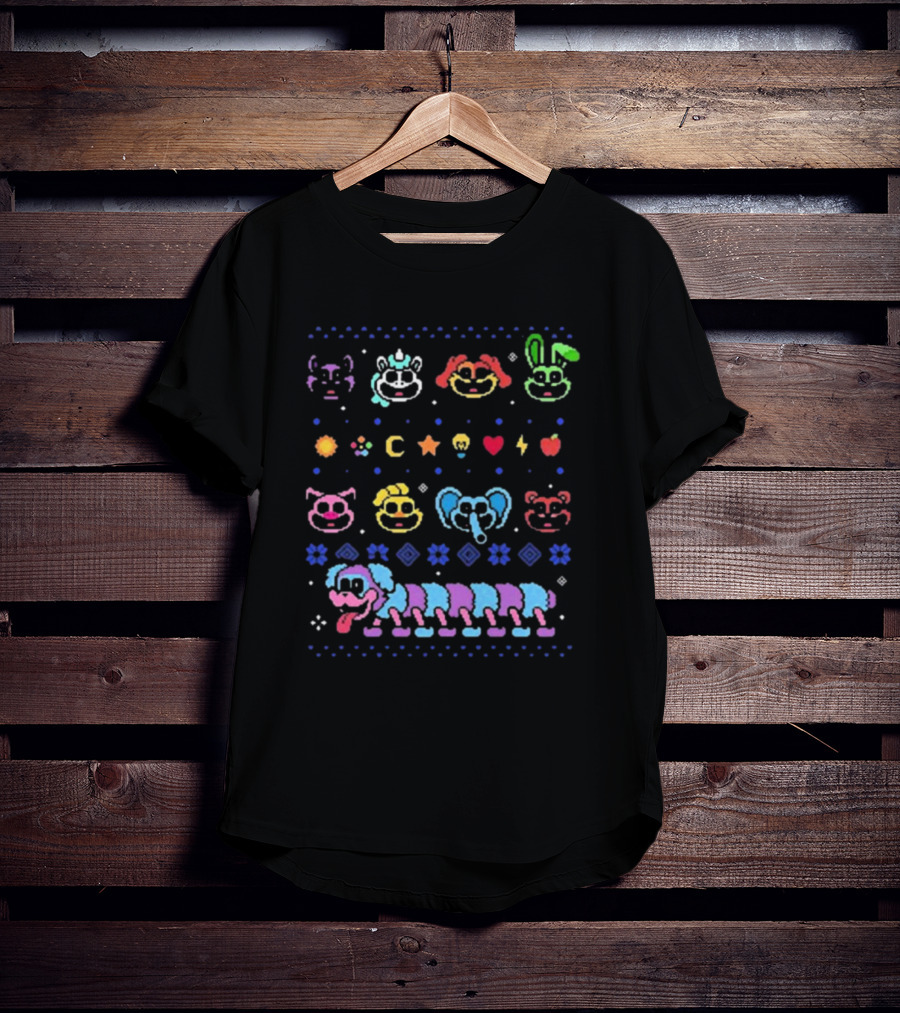 Smiling Critters Holiday Sweater Colorful Characters And Icons T-Shirt