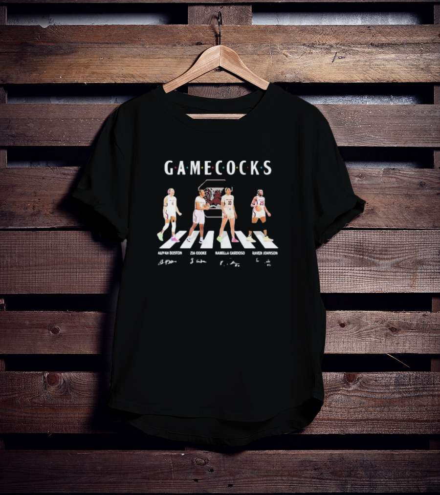Gamecocks Aliyah Boston Zia Cooke Kamilla Cardoso Raven Johnson Signatures Abbey Road Basketball T-Shirt