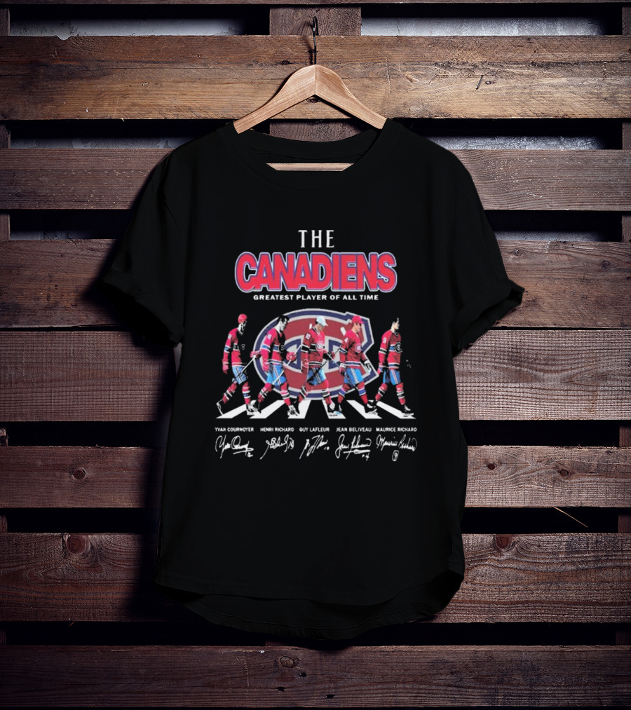 The Canadiens Greatest Player Of All Time Yvan Cournoyer Henri Richard Guy Lafleur Jean Beliveau Maurice Richard Signatures T-Shirt