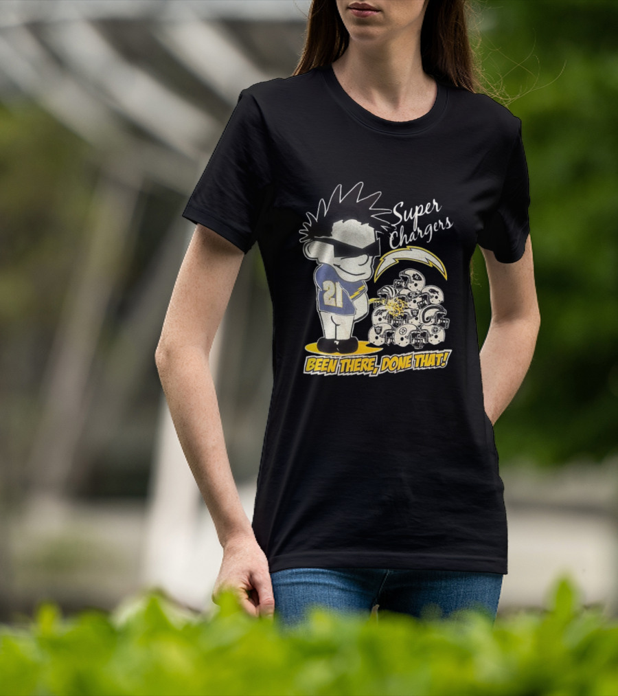 Los Angeles Chargers Super Chargers Been There Done That Vintage 21 Player Helmets T-Shirt
