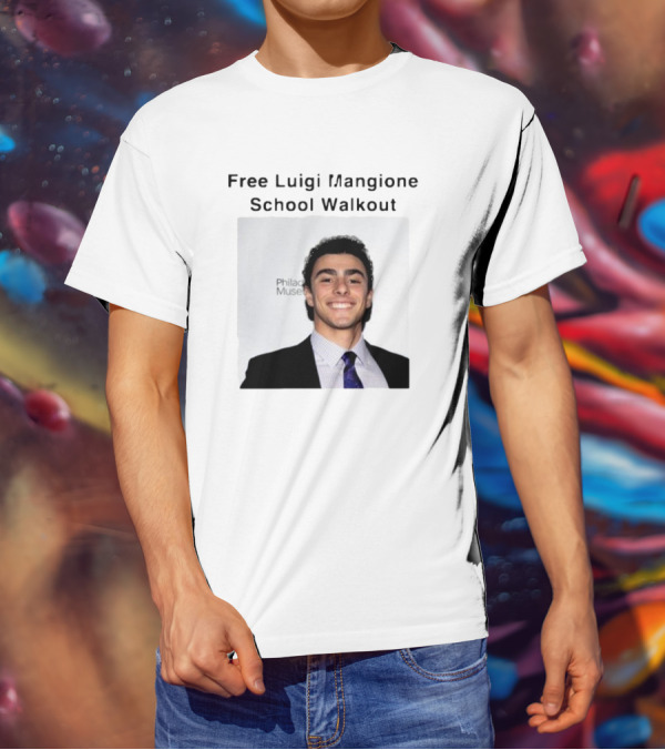Free Luigi Mangione School Walkout Face Philadelphia Museum T-Shirt