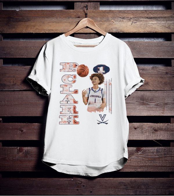 Clark Virginia Cavaliers Basketball Number 1 Cartoon With Ball And V T-Shirt