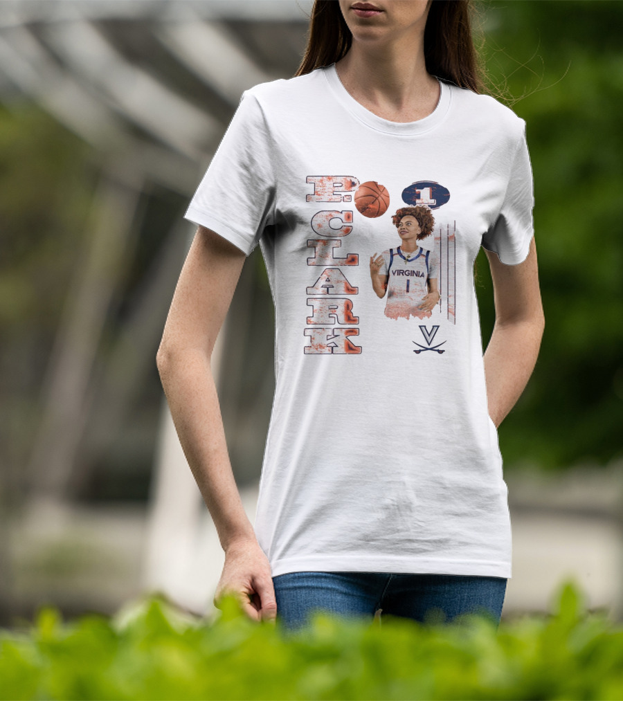 Clark Virginia Cavaliers Basketball Number 1 Cartoon With Ball And V T-Shirt