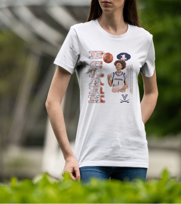 Clark Virginia Cavaliers Basketball Number 1 Cartoon With Ball And V T-Shirt