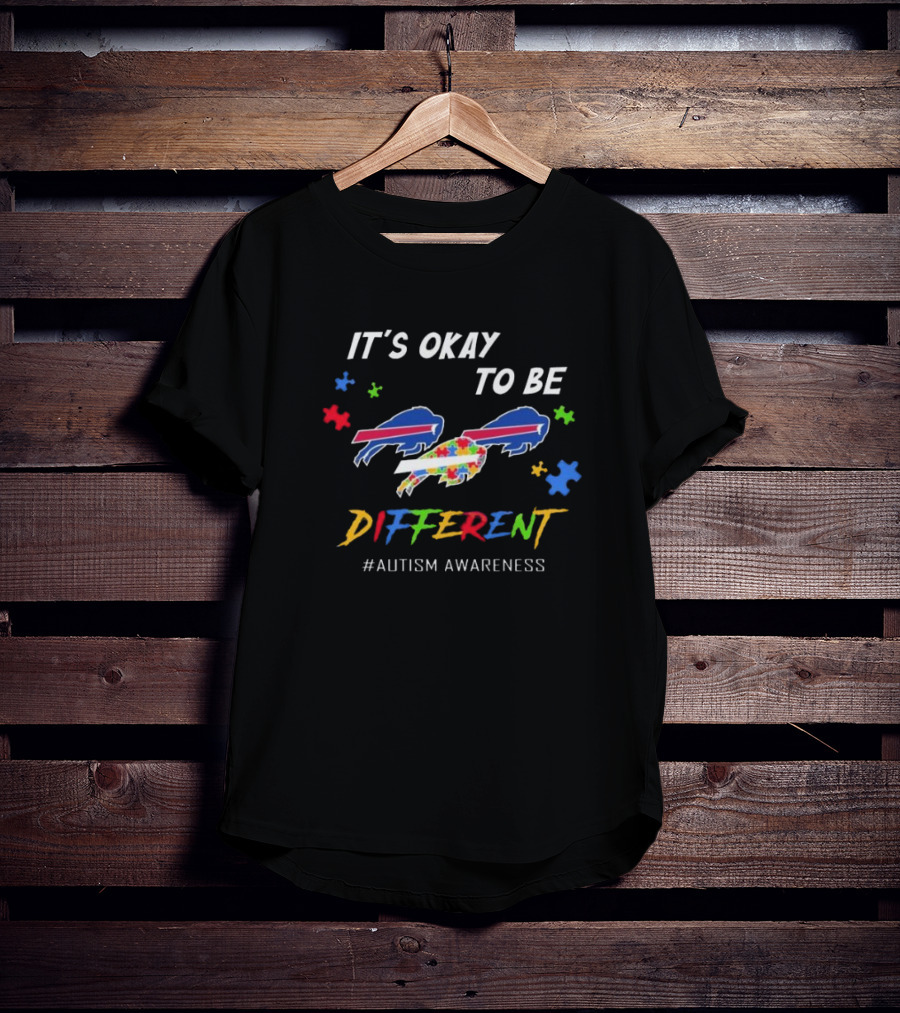 It’s Okay To Be Different Buffalo Bills Autism Awareness Puzzle Pieces T-Shirt