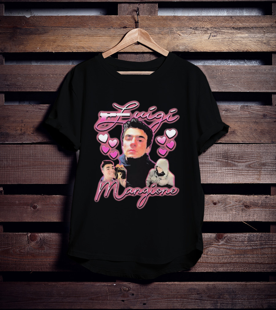 Free Luigi Mangione Heart Pink Hearts Surround T-Shirt