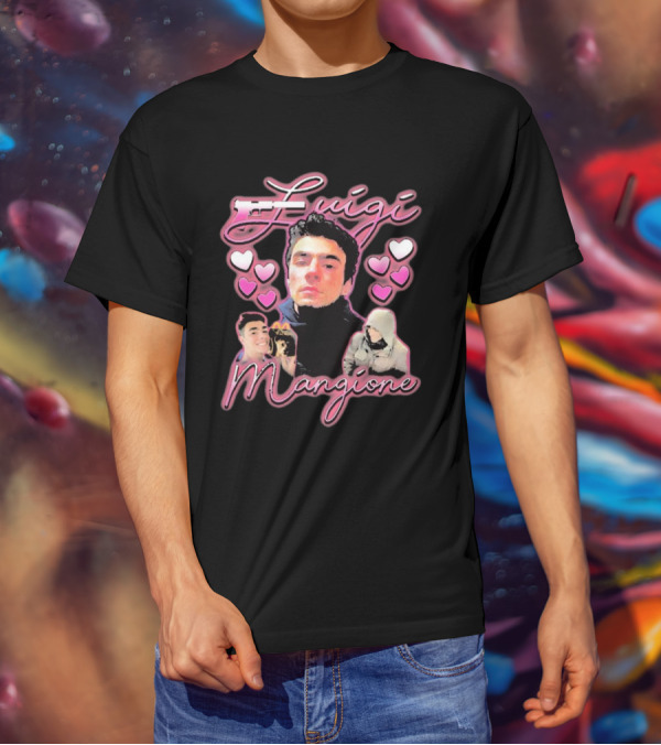 Free Luigi Mangione Heart Pink Hearts Surround T-Shirt