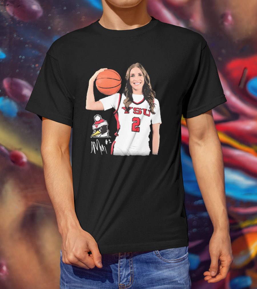 YSU Penguins Malia Magestro #2 Illustrated Signature Basketball Jersey T-Shirt