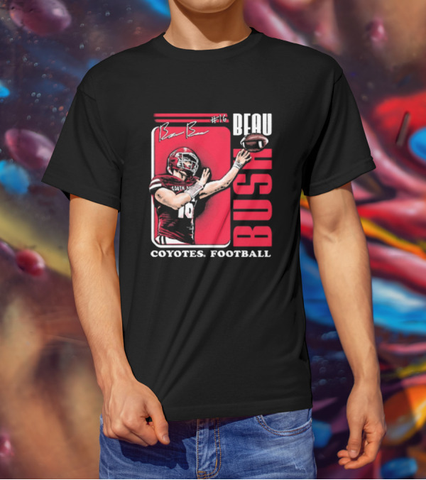 Beau Bush #16 South Dakota Coyotes Football Signature T-Shirt