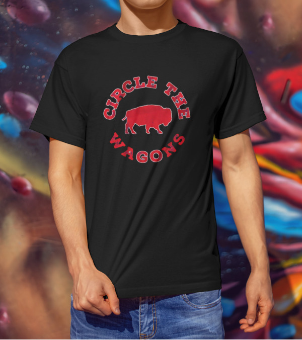 Buffalo Bills Circle The Wagons Red Bison T-Shirt