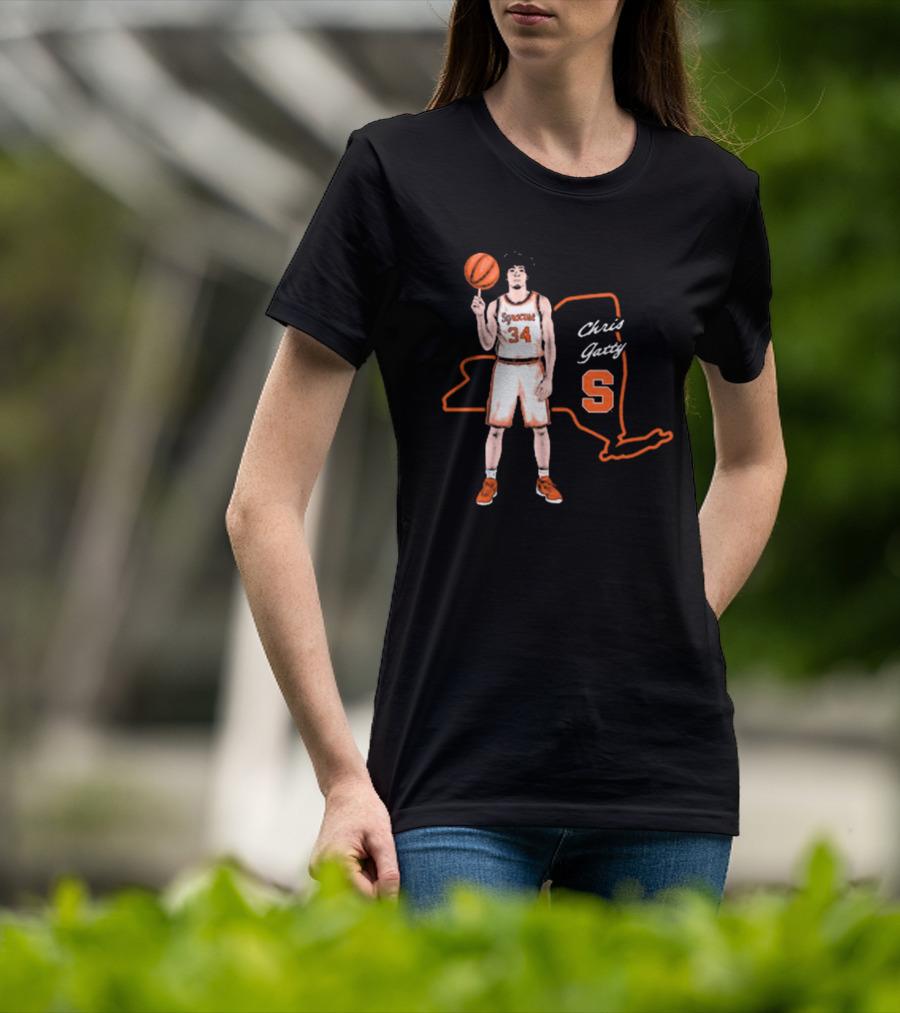 Chris Gatty Syracuse Number 34 Basketball New York Orange S T-Shirt