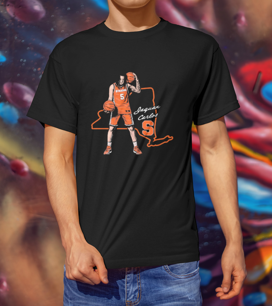 Jaquan Carlos Syracuse Orange Basketball New York State Outline T-Shirt