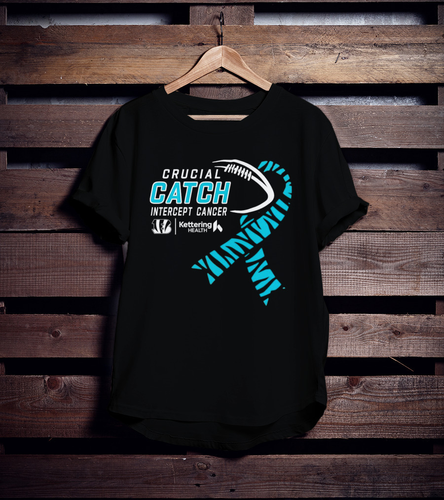 Crucial Catch Intercept Cancer Cincinnati Bengals Kettering Health Cyan T-Shirt