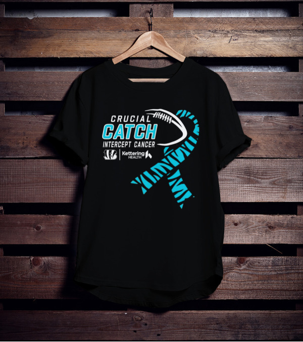 Crucial Catch Intercept Cancer Cincinnati Bengals Kettering Health Cyan T-Shirt