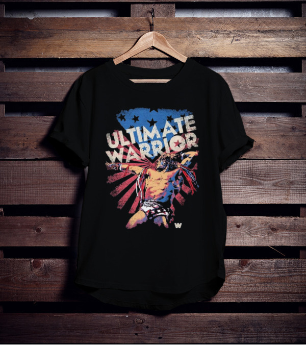 ULTIMATE WARRIOR American Flag Stars Stripes Wrestler T-Shirt