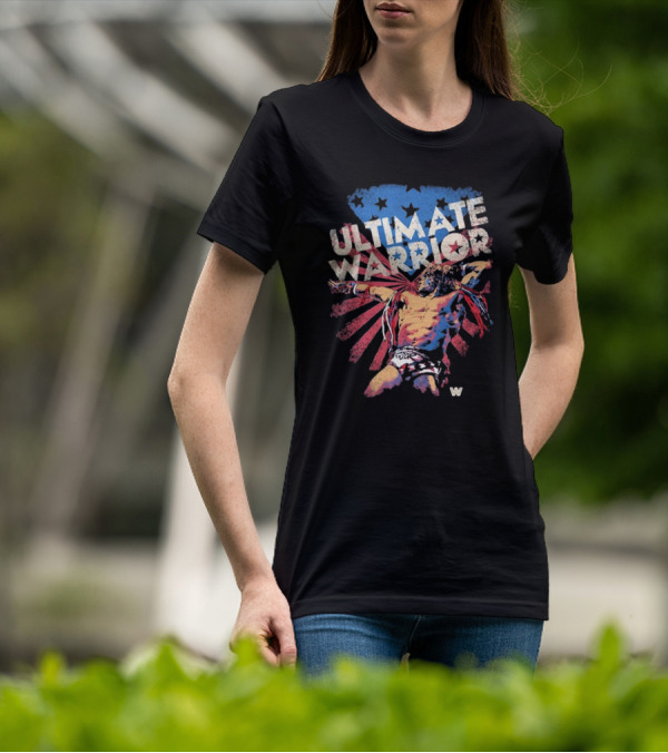 ULTIMATE WARRIOR American Flag Stars Stripes Wrestler T-Shirt