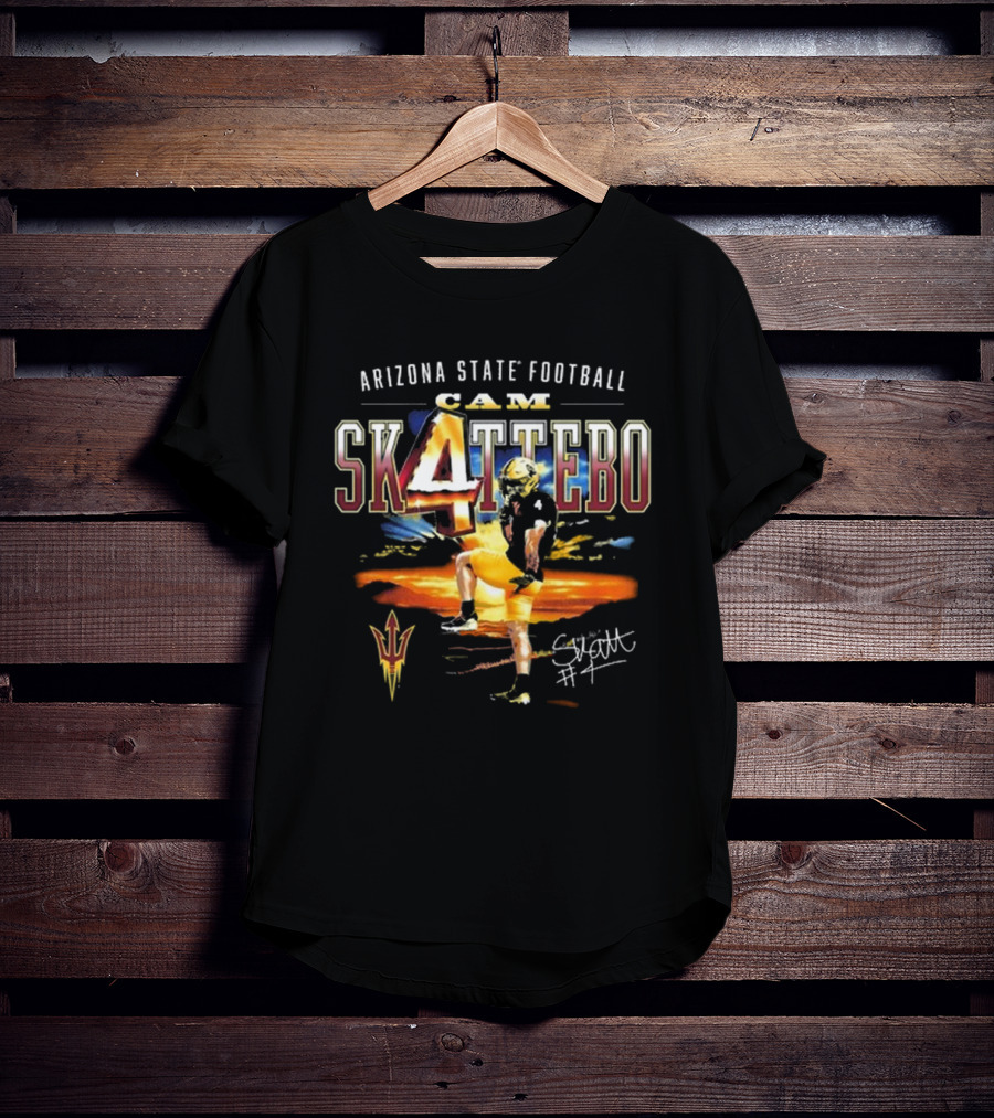 Arizona State Football Cam Skattebo 4 Signature Autograph T-Shirt