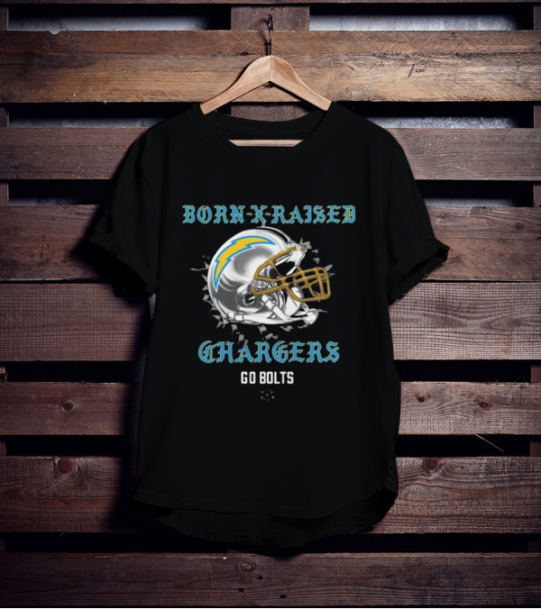 Born X Raised Chargers Helmet Go Bolts T-Shirt