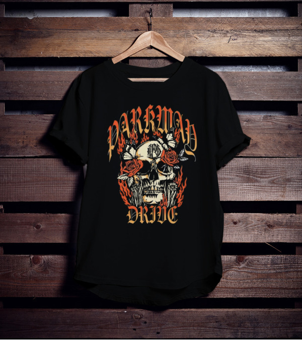 Parkway Drive Skull Roses Flames Butterflies T-Shirt