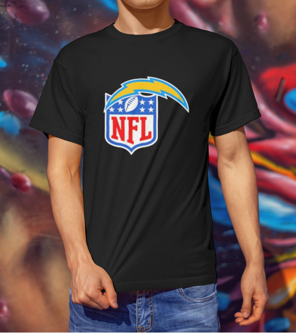 Los Angeles Chargers NFL Lightning Bolt Shield Emblem T-Shirt