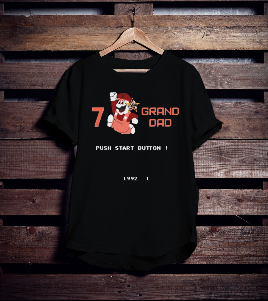 7 Grand Dad Push Start Button 1992 Video Game T-Shirt