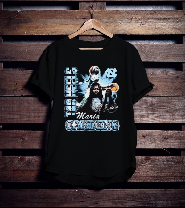 Maria Gakdeng North Carolina Tar Heels 90s Style Visage Basketball T-Shirt