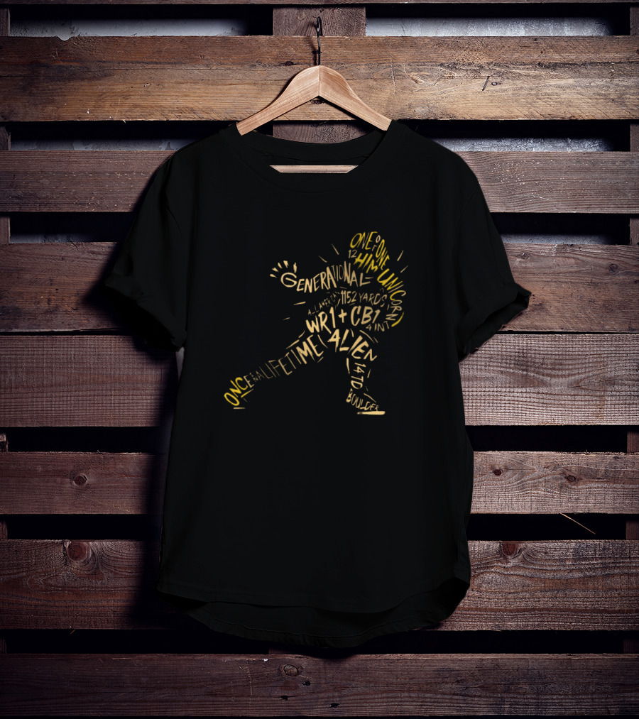 Travis Hunter One Of One Him Generational Unicorn All American 1152 Yards WR1 CB1 Alien Colorado Boulder T-Shirt