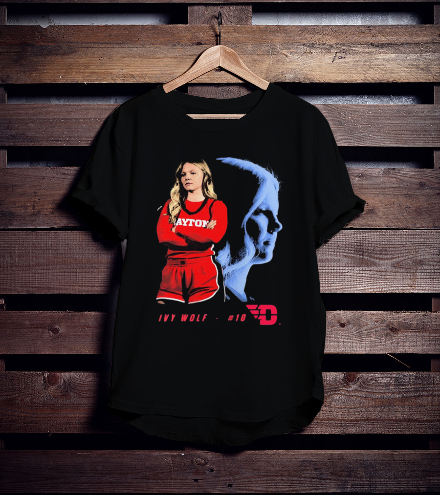 Ivy Wolf Dayton Flyers #10 Basketball Portrait With Team T-Shirt