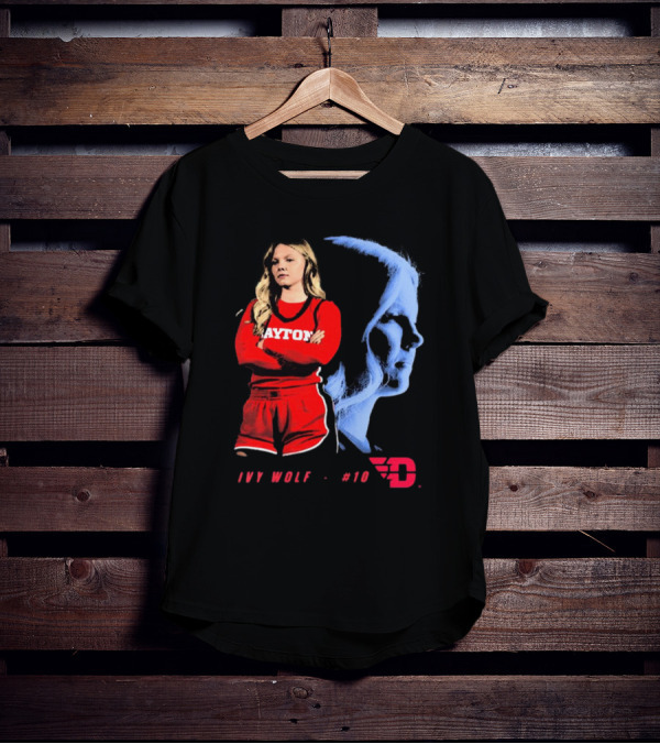 Ivy Wolf Dayton Flyers #10 Basketball Portrait With Team T-Shirt
