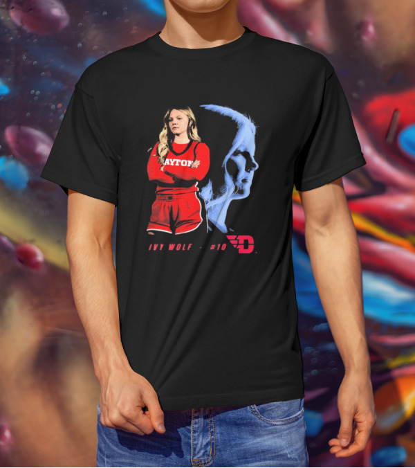Ivy Wolf Dayton Flyers #10 Basketball Portrait With Team T-Shirt