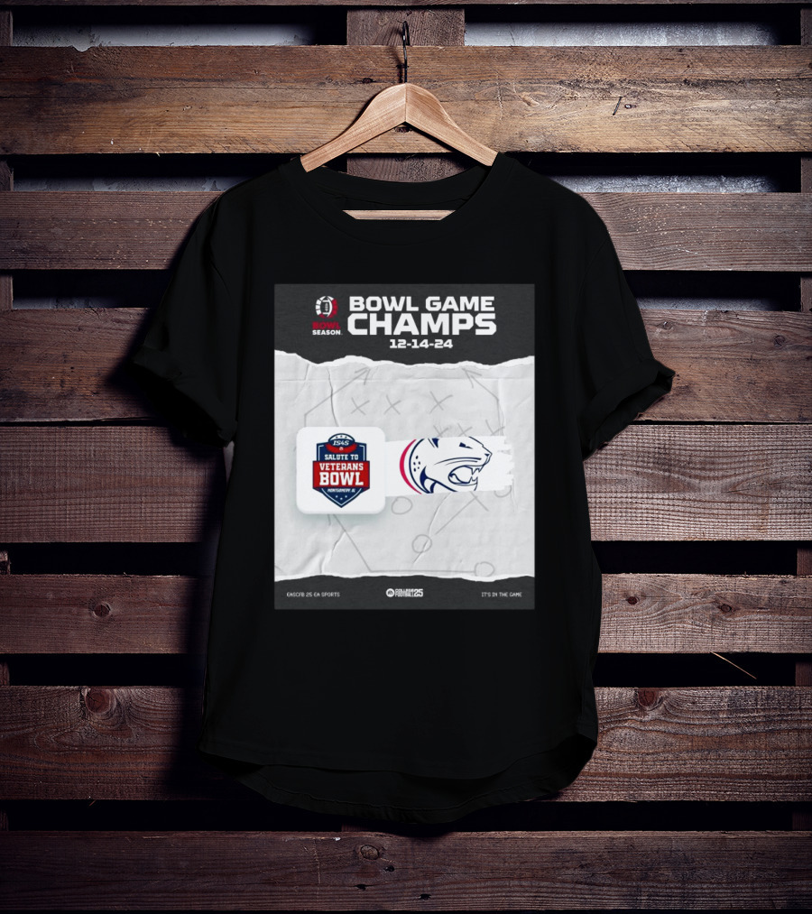 Bowl Game Champs 12-14-24 Salute To Veterans Bowl Season South Alabama Jaguars T-Shirt
