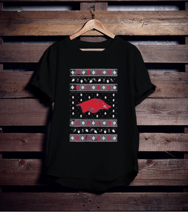 Arkansas Razorbacks Christmas Lights Ugly T-Shirt